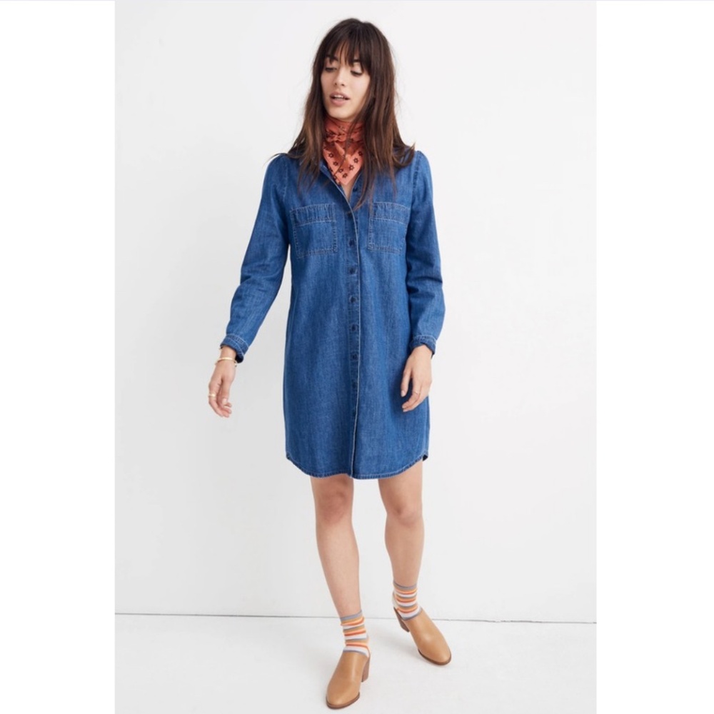 Denim Puff-Sleeve Shirtdress in Harris Wash - Great Condition!